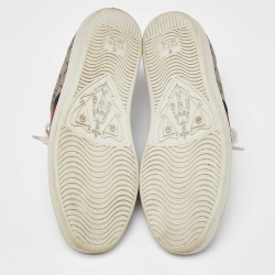 Pre Owned Gucci Beige/Brown GG Supreme Canvas Ace Web Sneakers Size 38