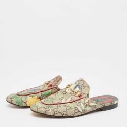 Pre Owned Gucci Multicolor GG Canvas Supreme Princetown Mules Size 37 