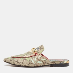 Pre Owned Gucci Multicolor GG Canvas Supreme Princetown Mules Size 37 