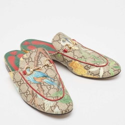 Pre Owned Gucci Multicolor GG Canvas Supreme Princetown Mules Size 37 