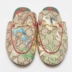 Pre Owned Gucci Multicolor GG Canvas Supreme Princetown Mules Size 37 