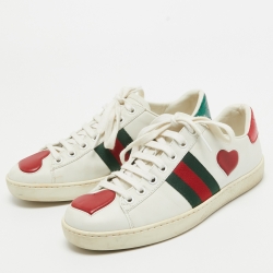 Gucci White Leather Heart Ace Sneakers Size 36