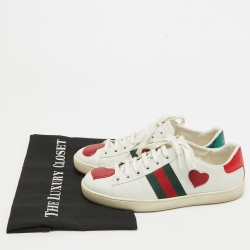 Gucci White Leather Heart Ace Sneakers Size 36