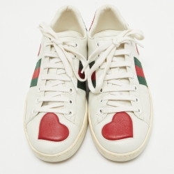 Gucci White Leather Heart Ace Sneakers Size 36