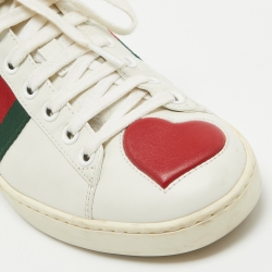 Gucci White Leather Heart Ace Sneakers Size 36