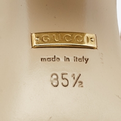 Gucci Gold Textured Leather GG Marmont Ankle Strap Sandals Size 35.5