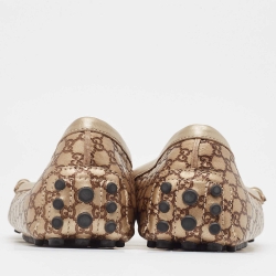 Pre Owned Gucci Gold/Brown Microguccissima Leather Slip On Loafers Size 39