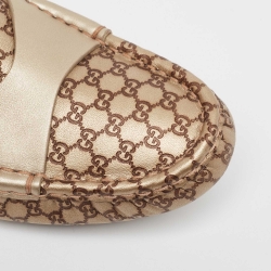 Pre Owned Gucci Gold/Brown Microguccissima Leather Slip On Loafers Size 39