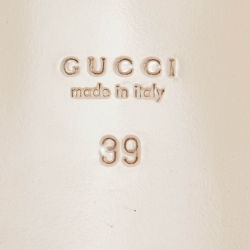 Pre Owned Gucci Cream Leather Interlocking G Cut Out Flat Slides Size 39