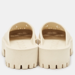 Pre Owned Gucci Cream Perforated GG Rubber Platform Sandals Size 39