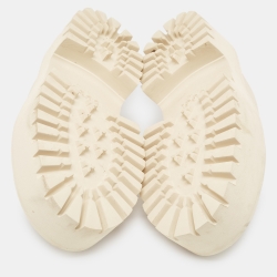 Pre Owned Gucci Cream Perforated GG Rubber Platform Sandals Size 39
