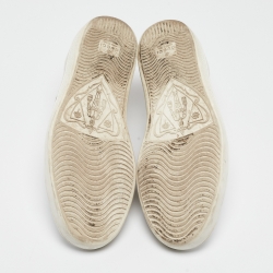 Pre Owned Gucci White Leather Bee Embroidered Ace Sneakers Size 38.5