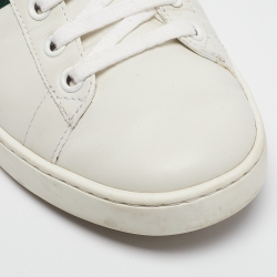 Pre Owned Gucci White Leather Bee Embroidered Ace Sneakers Size 38.5