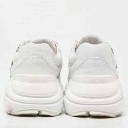 Pre Owned Gucci White Leather Mystic Cat Rhyton Low Top Sneakers Size 38.5
