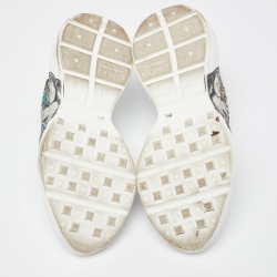 Pre Owned Gucci White Leather Mystic Cat Rhyton Low Top Sneakers Size 38.5