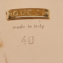 مملوكة مسبقًا Gucci Gold Textured Leather GG Marmont Ankle Strap Sandals Size 40