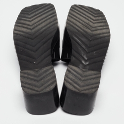 Pre Owned Gucci Black Rubber Logo Embossed Platform Slide Sandals Size 36