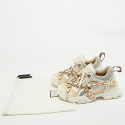 Gucci White/Grey Leather and Mesh Flashtrek Chunky Sneakers Size 40