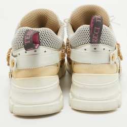 Gucci White/Grey Leather and Mesh Flashtrek Chunky Sneakers Size 40
