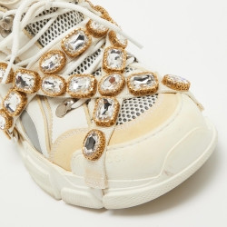 Gucci White/Grey Leather and Mesh Flashtrek Chunky Sneakers Size 40