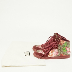 Gucci Beige/Pink GG Bloom Print Supreme Canvas and Suede High Top Sneakers Size 39.5 