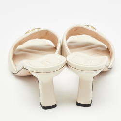 Pre Owned Gucci Cream Matelasse Leather GG Marmont Slide Sandals Size 40.5