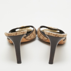 مملوكة مسبقًا Gucci Beige/Brown Diamante Canvas GG Slide Sandals Size 40