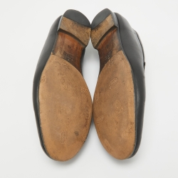 Pre Owned Gucci Black Leather Jordaan Loafers Size 39