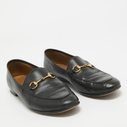Pre Owned Gucci Black Leather Jordaan Loafers Size 39