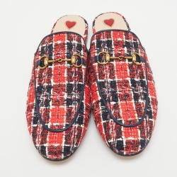Pre Owned Gucci Multicolor Tweed Princetown Horsebit Flat Mules Size 41