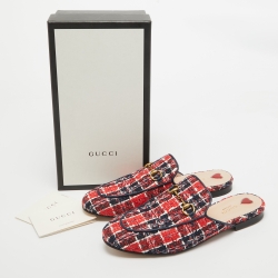 Pre Owned Gucci Multicolor Tweed Princetown Horsebit Flat Mules Size 41
