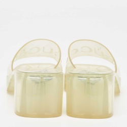 مملوكة مسبقًا Gucci Transparent Rubber Embossed Logo Slide Sandals Size 37
