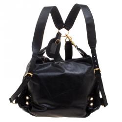 Pre Owned Gucci Black Leather Medium Darwin Convertible Backpack