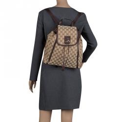 Pre Owned Gucci Beige/Ebony GG Canvas Abbey Backpack