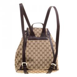 Pre Owned Gucci Beige/Ebony GG Canvas Abbey Backpack
