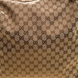 Gucci Beige GG Canvas Large Bamboo Bar Travel Bag