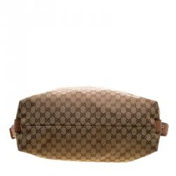 Gucci Beige GG Canvas Large Bamboo Bar Travel Bag