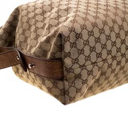 Gucci Beige GG Canvas Large Bamboo Bar Travel Bag