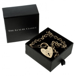 Pre Owned Gucci Heart Lock & Key Gold Tone Bag Charm