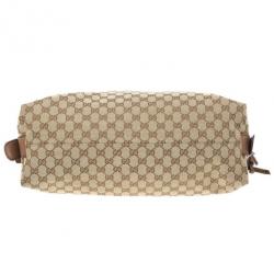 مملوكة مسبقًا Gucci Beige GG Canvas Large 'Bamboo Bar' Travel Tote