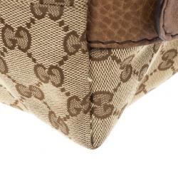 مملوكة مسبقًا Gucci Beige GG Canvas Large 'Bamboo Bar' Travel Tote