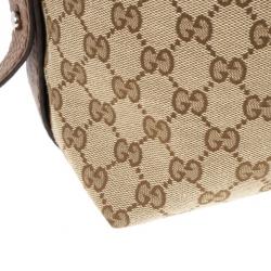 Gucci Beige GG Canvas Large 'Bamboo Bar' Travel Tote