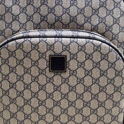 Pre Owned Gucci Beige/Blue GG Supreme Canvas Trolley Backpack Bag