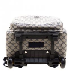Pre Owned Gucci Beige/Blue GG Supreme Canvas Trolley Backpack Bag