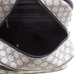 Pre Owned Gucci Beige/Blue GG Supreme Canvas Trolley Backpack Bag