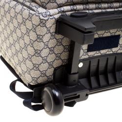 Pre Owned Gucci Beige/Blue GG Supreme Canvas Trolley Backpack Bag