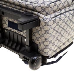 Pre Owned Gucci Beige/Blue GG Supreme Canvas Trolley Backpack Bag