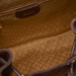 Pre Owned Gucci Dark Bamboo Suede Drawstring Backpack