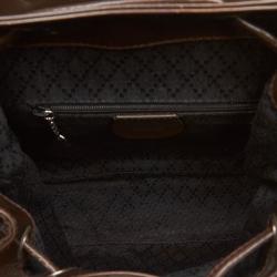 Pre Owned Gucci Brown Nylon Bamboo Backpack