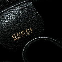 Pre Owned Gucci Black Suede and Leather Mini Bamboo Handle Backpack Bag